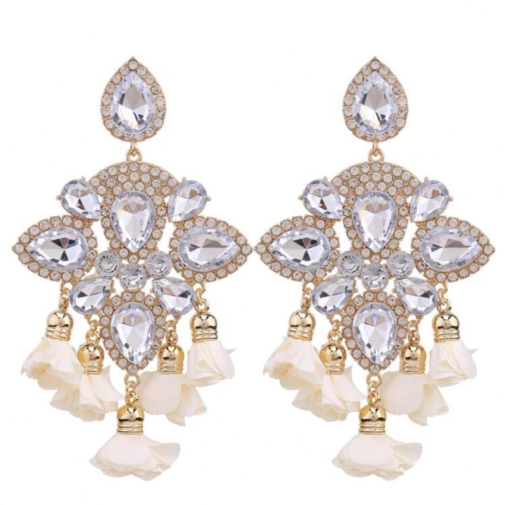 New Elegant Off White Statement Earrings